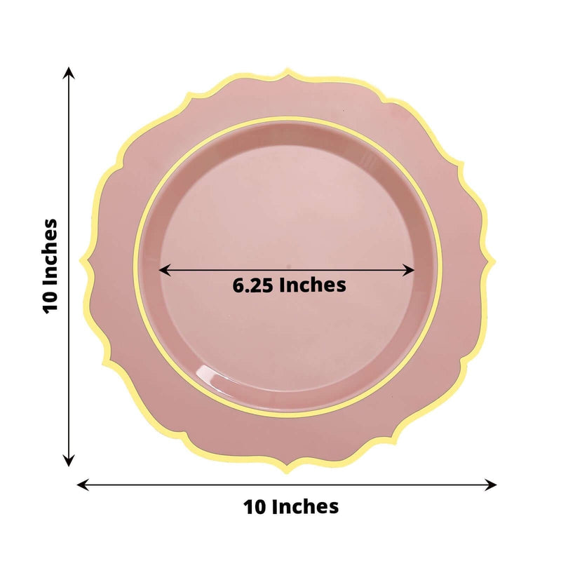 10 pcs 10" Plastic Dinner Plates With Scalloped Rim - Disposable Tableware