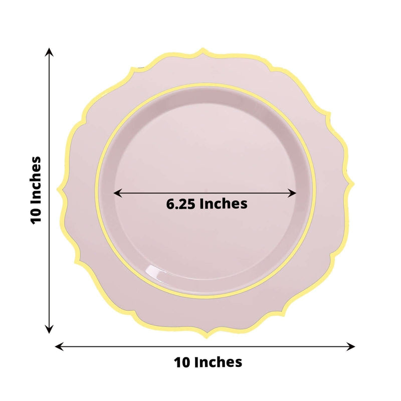 10 pcs 10" Plastic Dinner Plates With Scalloped Rim - Disposable Tableware