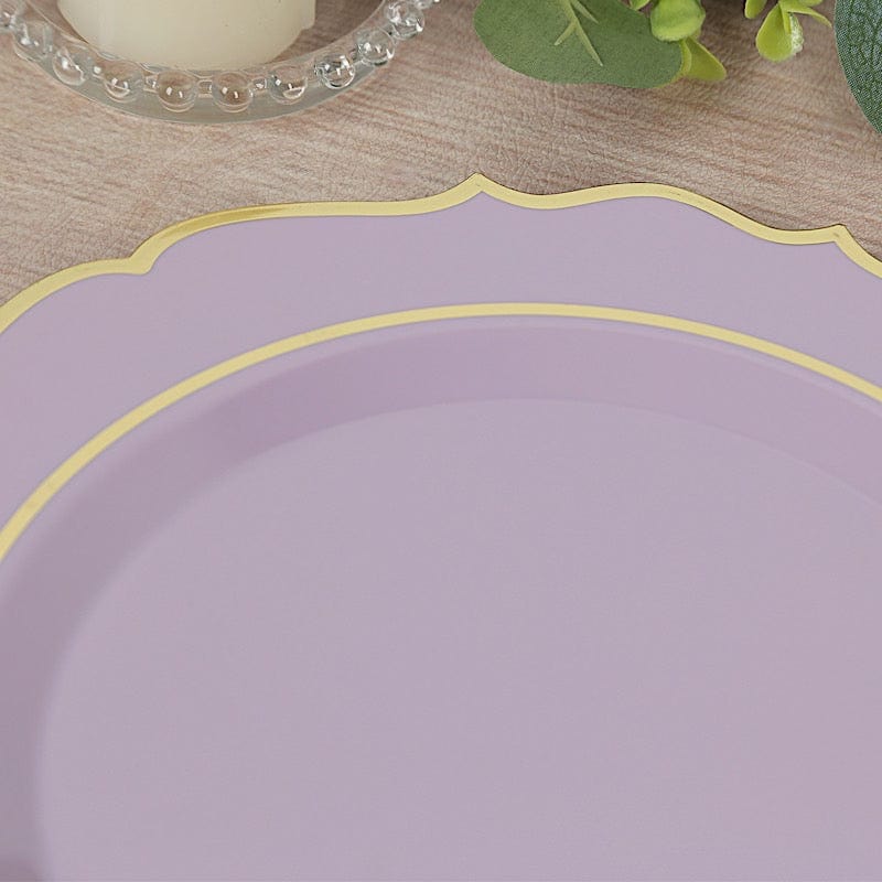 10 pcs 10" Plastic Dinner Plates With Scalloped Rim - Disposable Tableware