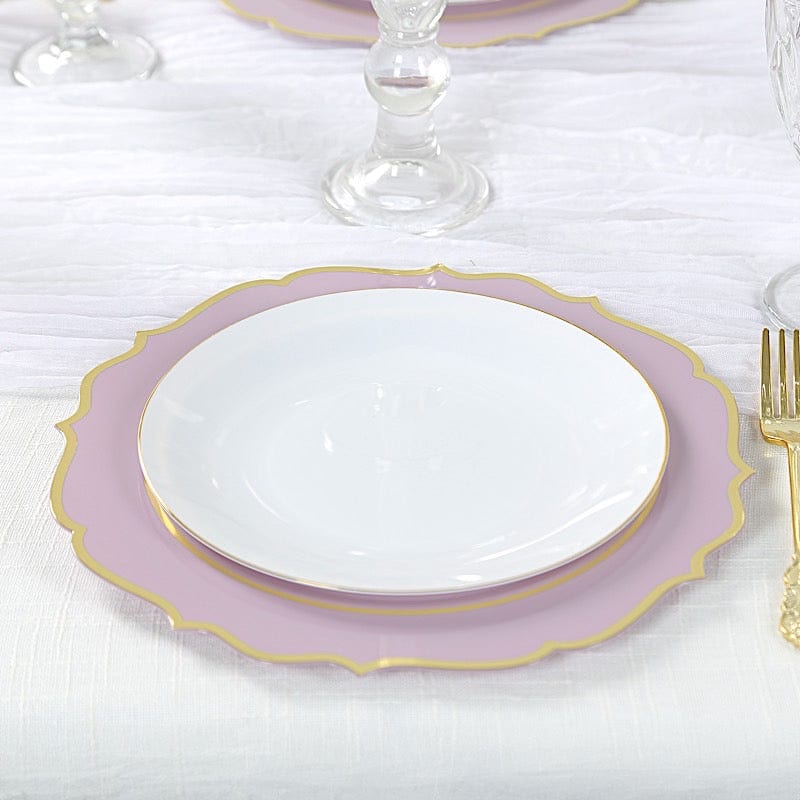 10 pcs 10" Plastic Dinner Plates With Scalloped Rim - Disposable Tableware
