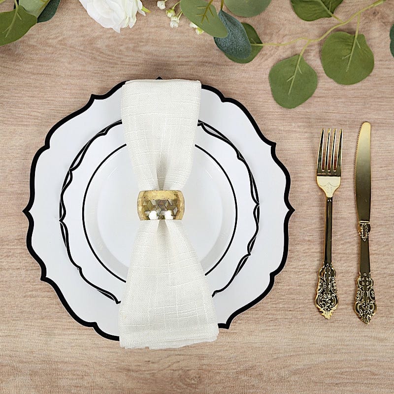 10 pcs 10" Plastic Dinner Plates With Scalloped Rim - Disposable Tableware