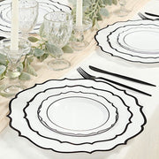 10 pcs 10" Plastic Dinner Plates With Scalloped Rim - Disposable Tableware