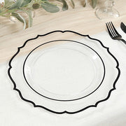 10 pcs 10" Plastic Dinner Plates With Scalloped Rim - Disposable Tableware