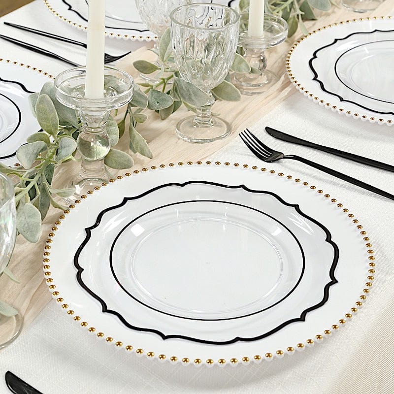 10 pcs 10" Plastic Dinner Plates With Scalloped Rim - Disposable Tableware