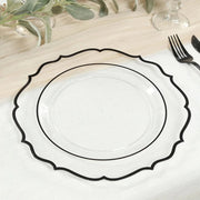10 pcs 10" Plastic Dinner Plates With Scalloped Rim - Disposable Tableware