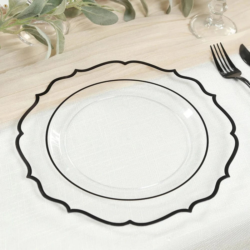 10 pcs 10" Plastic Dinner Plates With Scalloped Rim - Disposable Tableware