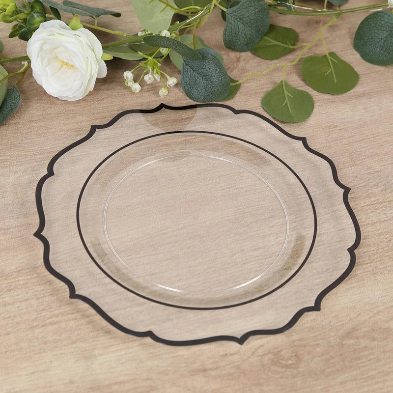 10 pcs 10" Plastic Dinner Plates With Scalloped Rim - Disposable Tableware