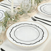 10 pcs 10" Plastic Dinner Plates With Scalloped Rim - Disposable Tableware