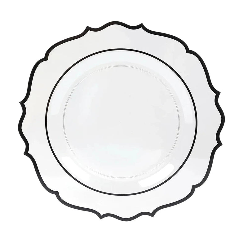10 pcs 10" Plastic Dinner Plates With Scalloped Rim - Disposable Tableware