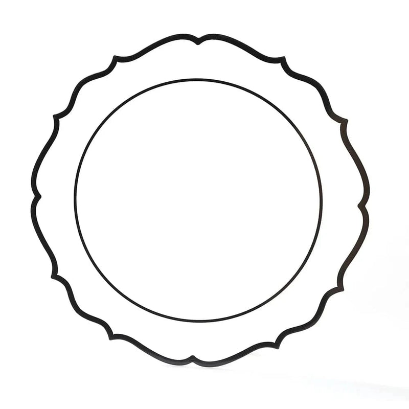 10 pcs 10" Plastic Dinner Plates With Scalloped Rim - Disposable Tableware