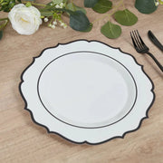 10 pcs 10" Plastic Dinner Plates With Scalloped Rim - Disposable Tableware