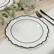 10 pcs 10" Plastic Dinner Plates With Scalloped Rim - Disposable Tableware