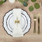 10 pcs 10" Plastic Dinner Plates With Scalloped Rim - Disposable Tableware