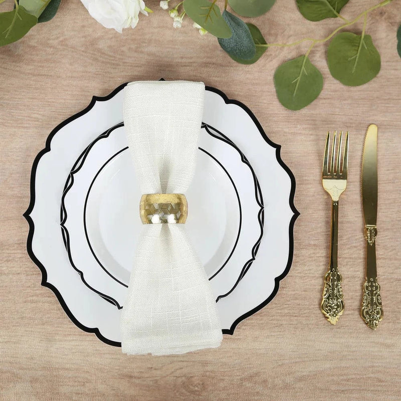 10 pcs 10" Plastic Dinner Plates With Scalloped Rim - Disposable Tableware