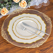 10 pcs 10" Plastic Dinner Plates With Scalloped Rim - Disposable Tableware