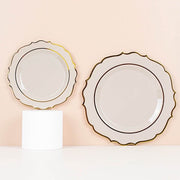10 pcs 10" Plastic Dinner Plates With Scalloped Rim - Disposable Tableware
