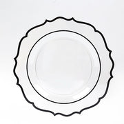10 pcs 10" Plastic Dinner Plates With Scalloped Rim - Disposable Tableware DSP_PLR0011_10_CLBK