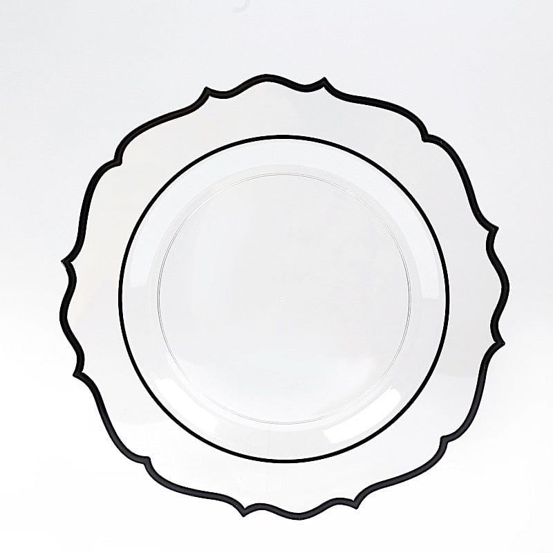 10 pcs 10" Plastic Dinner Plates With Scalloped Rim - Disposable Tableware DSP_PLR0011_10_CLBK