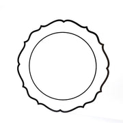 10 pcs 10" Plastic Dinner Plates With Scalloped Rim - Disposable Tableware DSP_PLR0011_10_WHBK