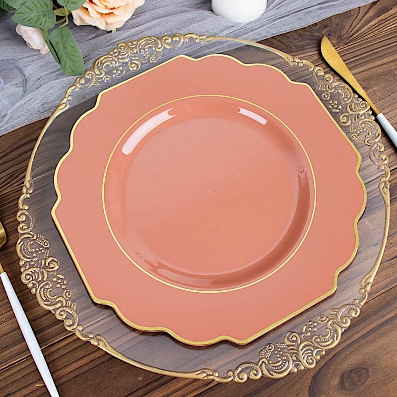 10 pcs 12" Baroque Plastic Dinner Plates - Disposable Tableware