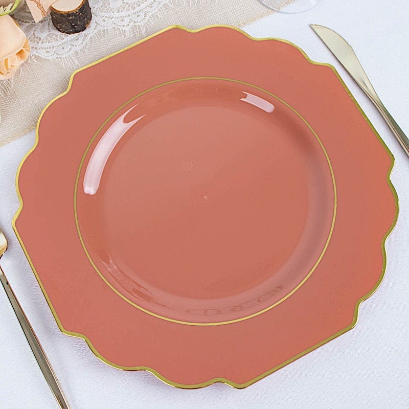 10 pcs 12" Baroque Plastic Dinner Plates - Disposable Tableware