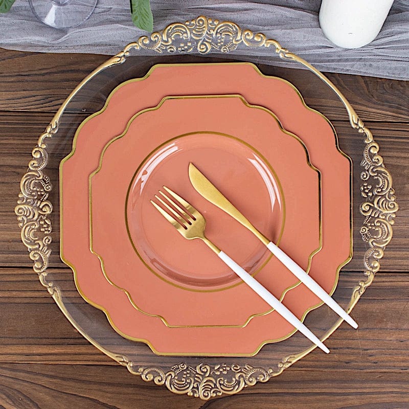 10 pcs 12" Baroque Plastic Dinner Plates - Disposable Tableware