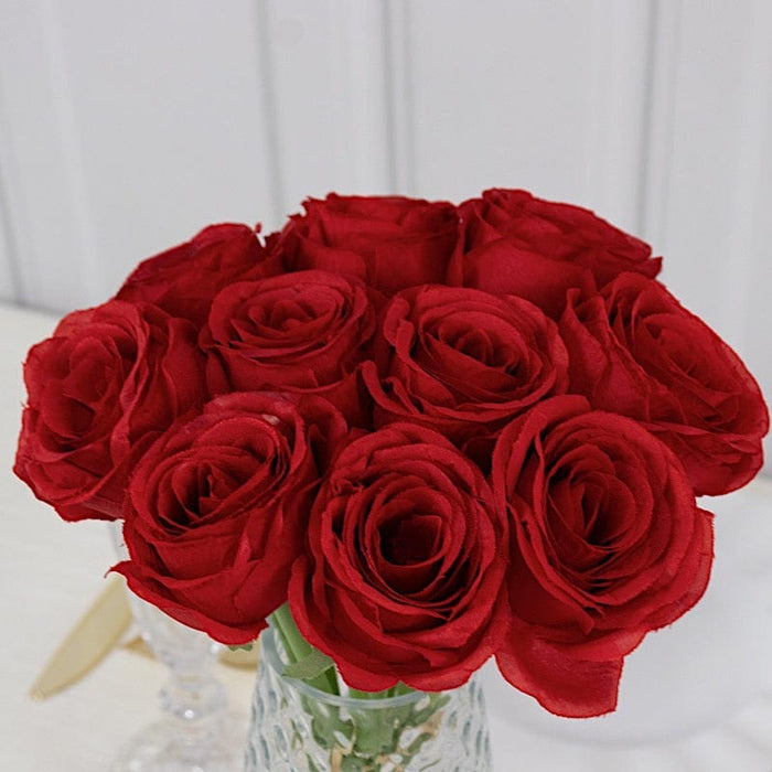 10 Pcs 12" in Realistic Silk Roses Artificial Flowers for Arrangements and Bouquets