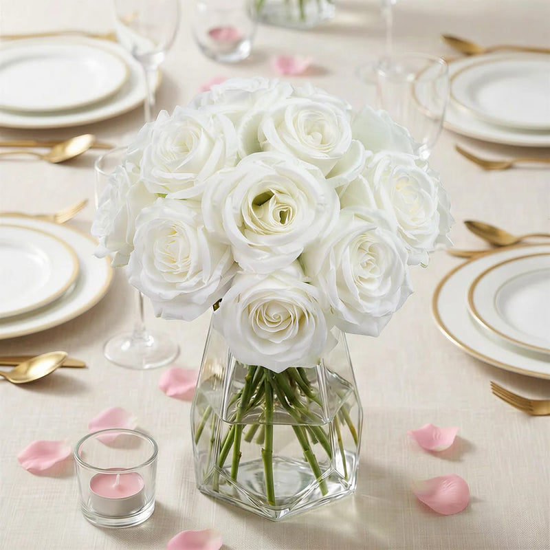 10 Pcs 12" in Realistic Silk Roses Artificial Flowers for Arrangements and Bouquets