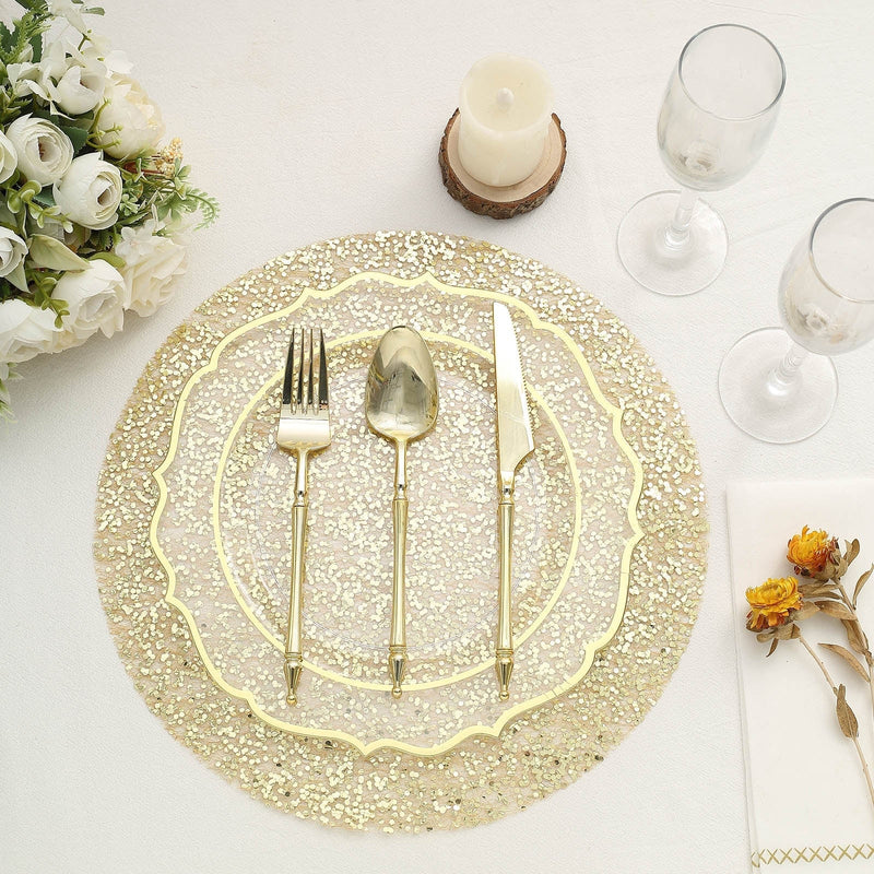 10 pcs 13" Metallic Sequin Mesh Table Placemats