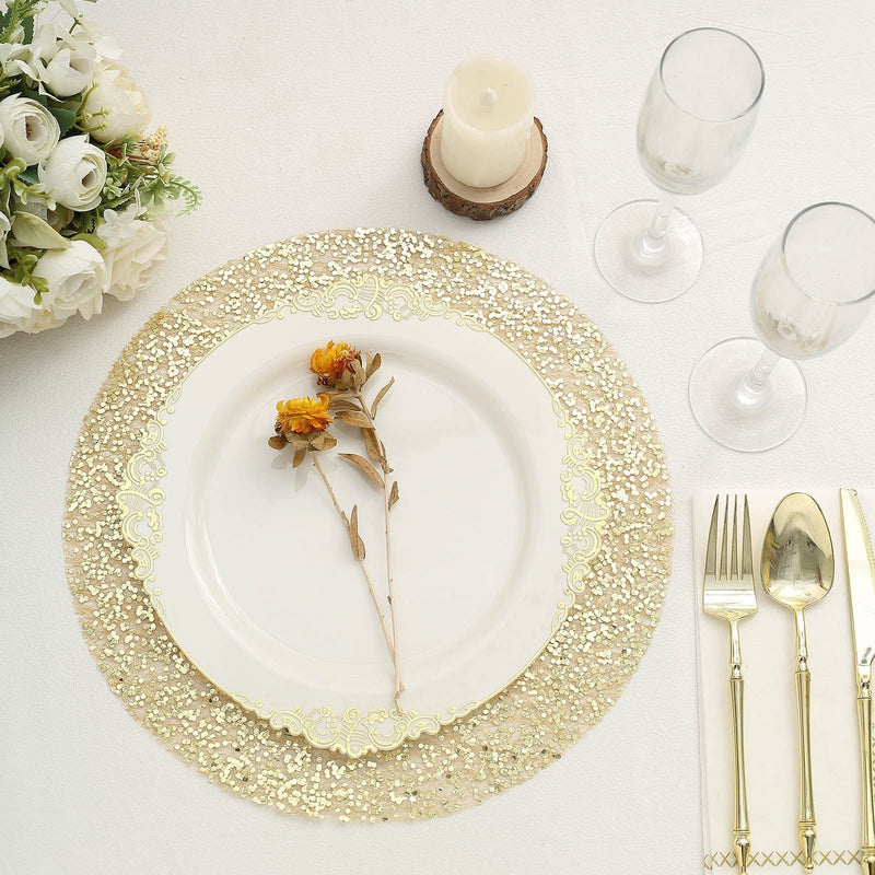 10 pcs 13" Metallic Sequin Mesh Table Placemats