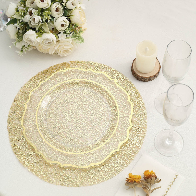 10 pcs 13" Metallic Sequin Mesh Table Placemats