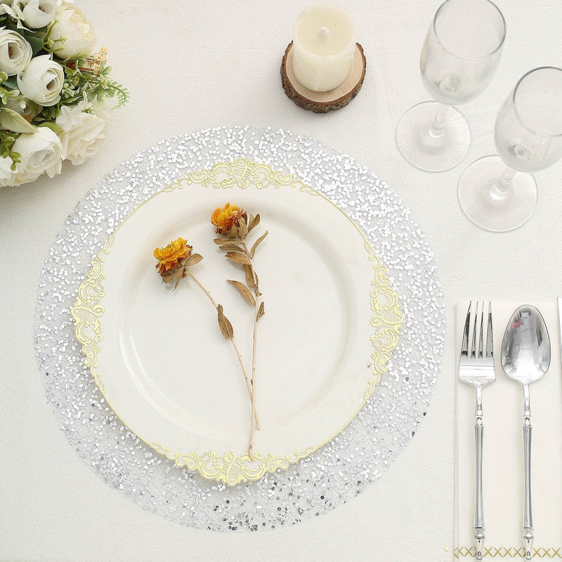 10 pcs 13" Metallic Sequin Mesh Table Placemats