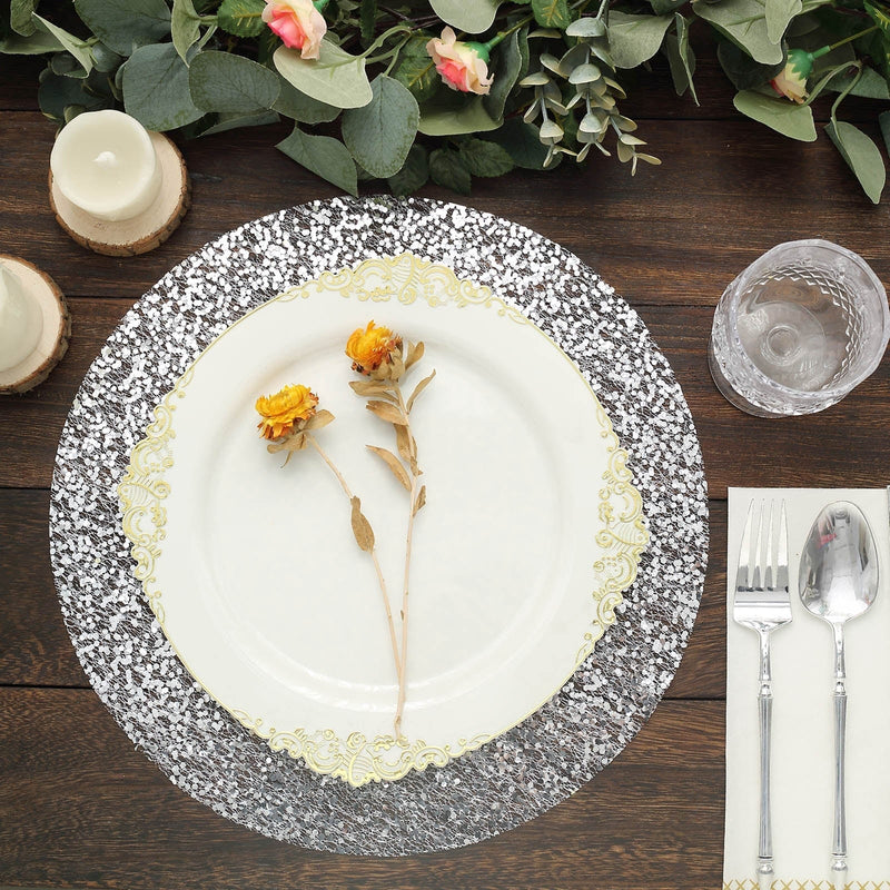 10 pcs 13" Metallic Sequin Mesh Table Placemats