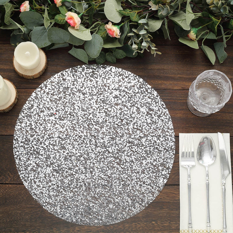 10 pcs 13" Metallic Sequin Mesh Table Placemats
