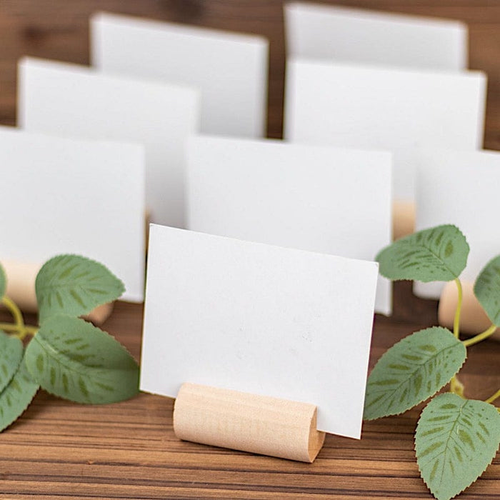 10 pcs 2"  Farmhouse Cylindrical Wooden Place Card Holders - Natural CARD_WOOD03_NAT