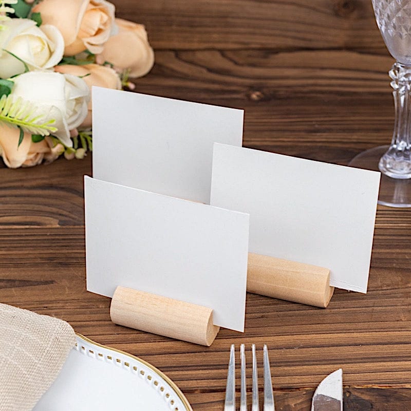 10 pcs 2"  Farmhouse Cylindrical Wooden Place Card Holders - Natural CARD_WOOD03_NAT