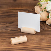 10 pcs 2"  Farmhouse Cylindrical Wooden Place Card Holders - Natural CARD_WOOD03_NAT