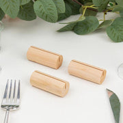 10 pcs 2"  Farmhouse Cylindrical Wooden Place Card Holders - Natural CARD_WOOD03_NAT