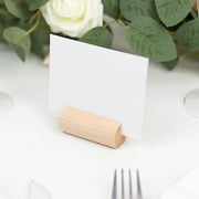 10 pcs 2"  Farmhouse Cylindrical Wooden Place Card Holders - Natural CARD_WOOD03_NAT