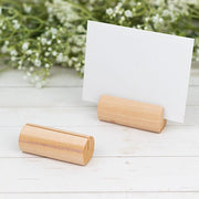 10 pcs 2"  Farmhouse Cylindrical Wooden Place Card Holders - Natural CARD_WOOD03_NAT