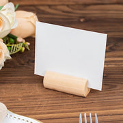 10 pcs 2"  Farmhouse Cylindrical Wooden Place Card Holders - Natural CARD_WOOD03_NAT