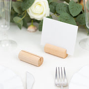 10 pcs 2"  Farmhouse Cylindrical Wooden Place Card Holders - Natural CARD_WOOD03_NAT