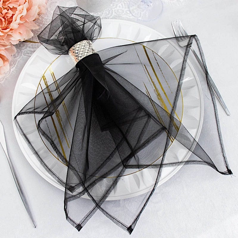 10 pcs 23" x  23' Sheer Organza Decorative Dinner Table Napkins NAP_ORGZ_BLK