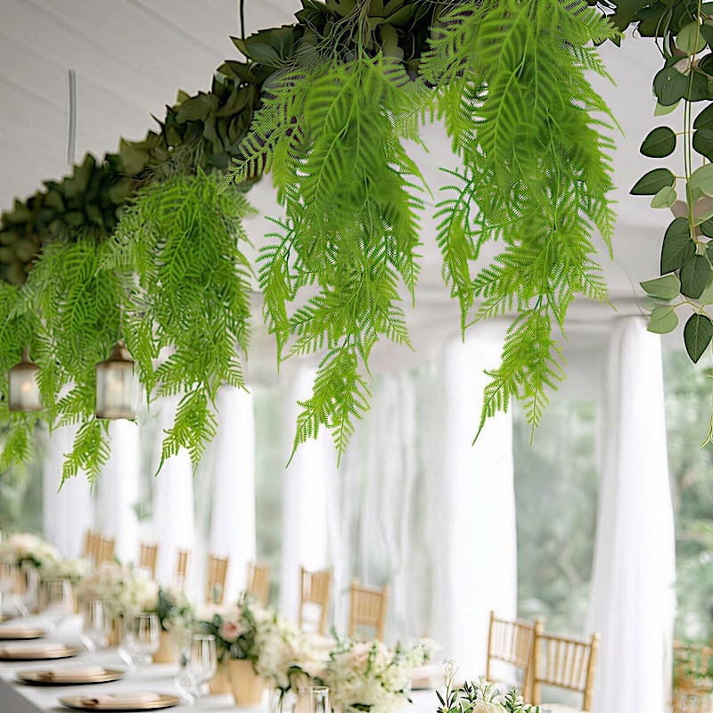 10 pcs 32” Artificial Hanging Fern Bushes - Green ARTI_GRN_HANG06_32