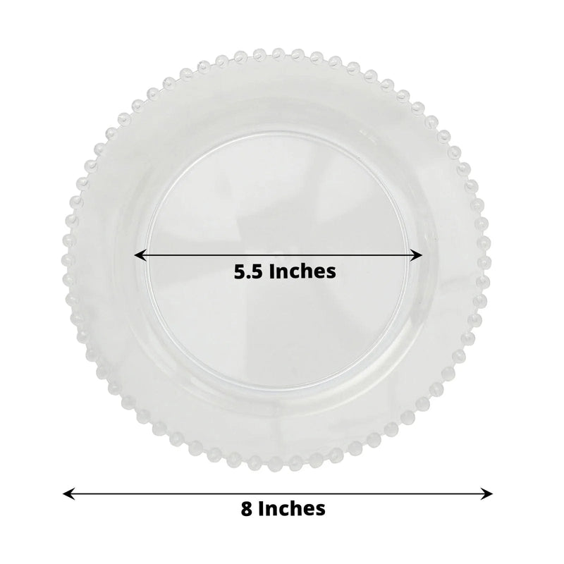 10 pcs 8" Plastic Dinner Plates With Beaded Rim - Disposable Tableware