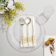 10 pcs 8" Plastic Dinner Plates With Beaded Rim - Disposable Tableware