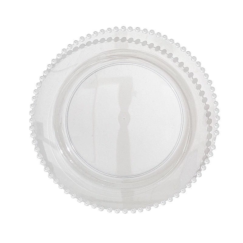 10 pcs 8" Plastic Dinner Plates With Beaded Rim - Disposable Tableware DSP_PLR4239_8_CLR
