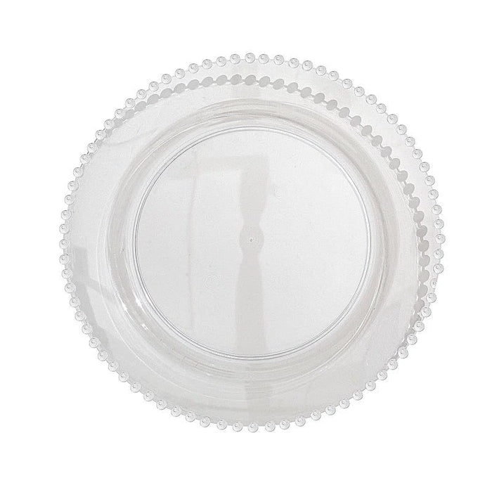 10 pcs 8" Plastic Dinner Plates With Beaded Rim - Disposable Tableware DSP_PLR4239_8_CLR