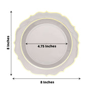 10 pcs 8" White Plastic Dessert Plates With Scalloped Rim - Disposable Tableware