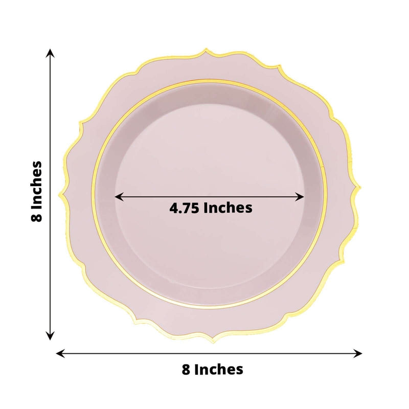 10 pcs 8" White Plastic Dessert Plates With Scalloped Rim - Disposable Tableware